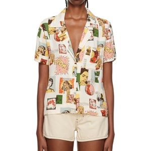Reformation Cuba Button Up Comic Print Size XS
